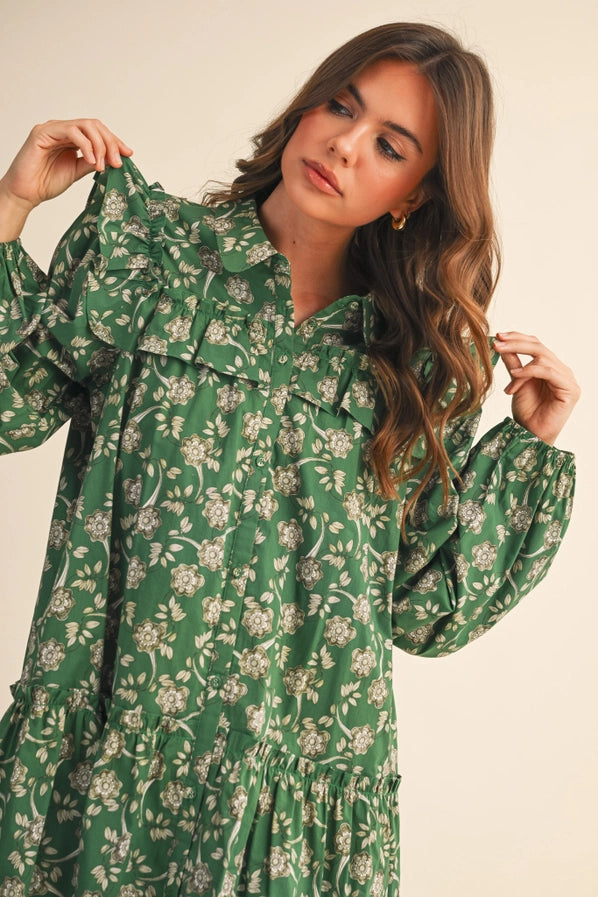 Wendy Green Floral Mini Dress