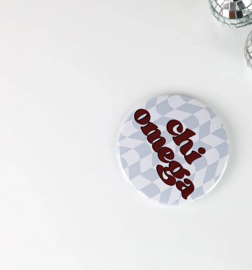Chi Omega Checkered Game Day Button