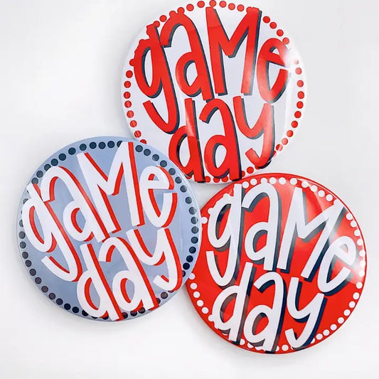 Red & White Game Day Button