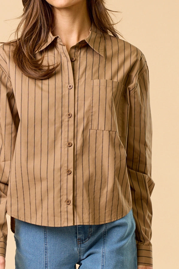 Emily Brown Striped Button Up