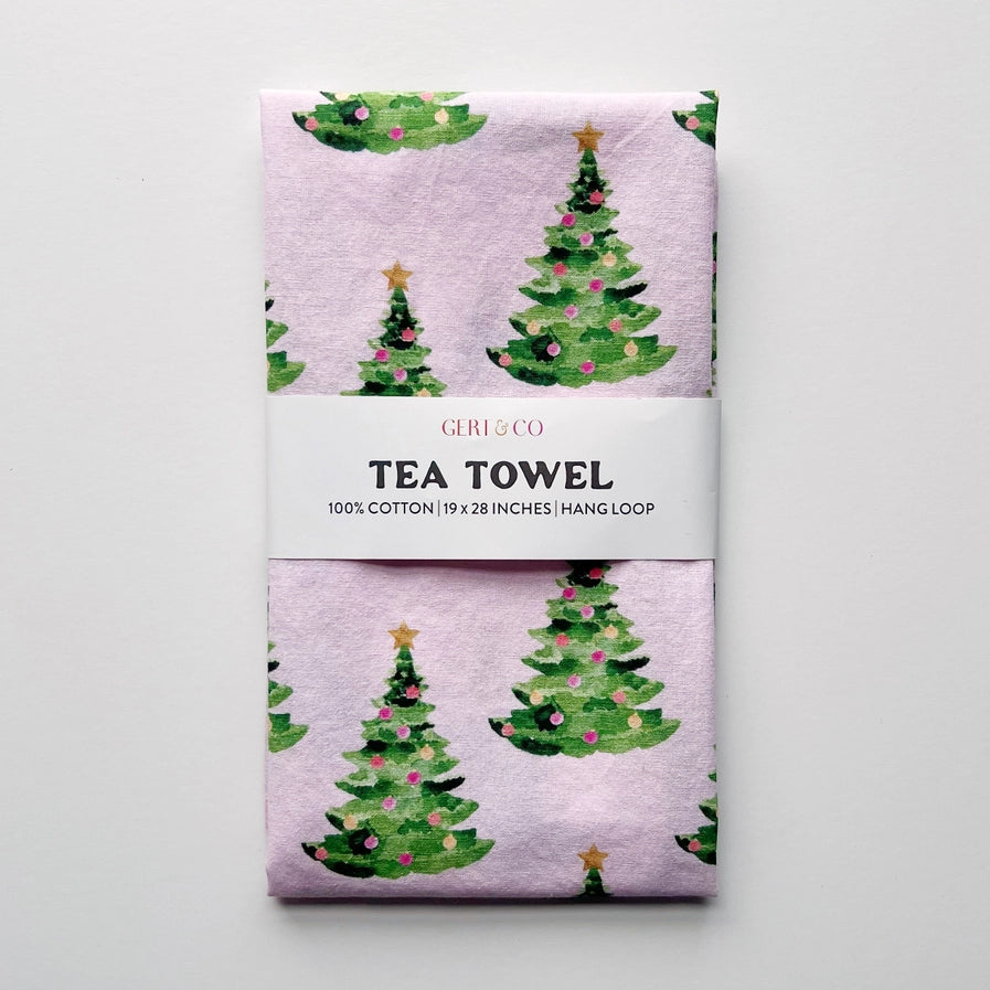 Pink Tree Tea Towel
