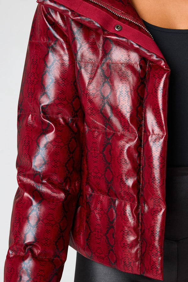 Addison Red Snake Print Puffer Jacket