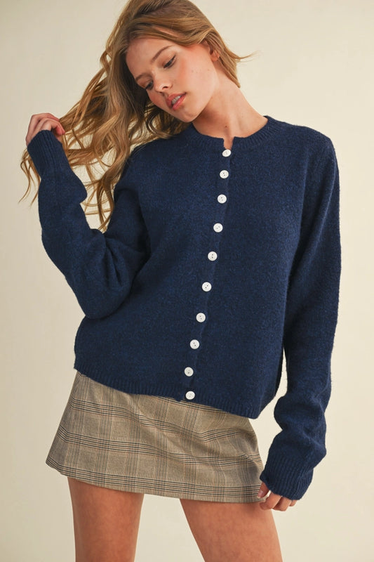Marcie Navy Button Up Cardigan