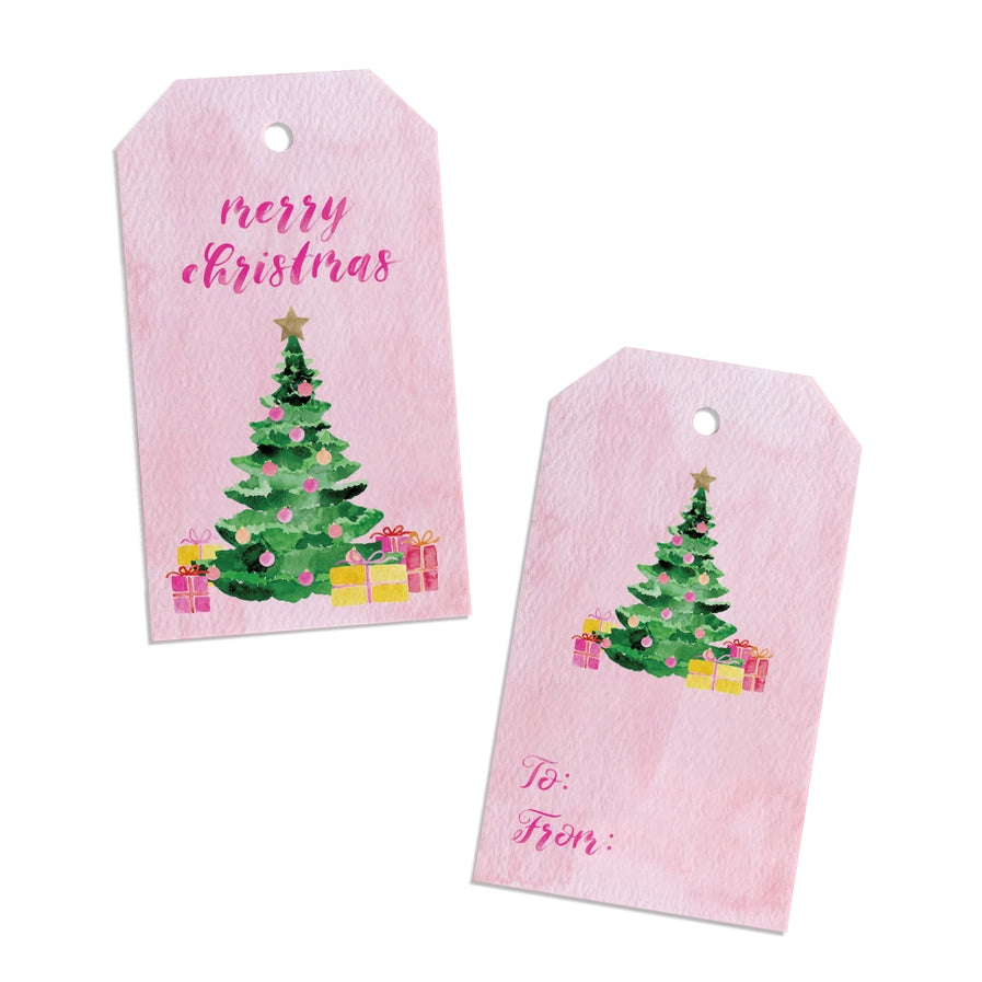 Pink Tree Holiday Gift Tags