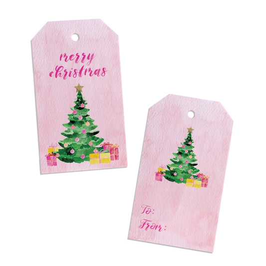 Pink Tree Holiday Gift Tags