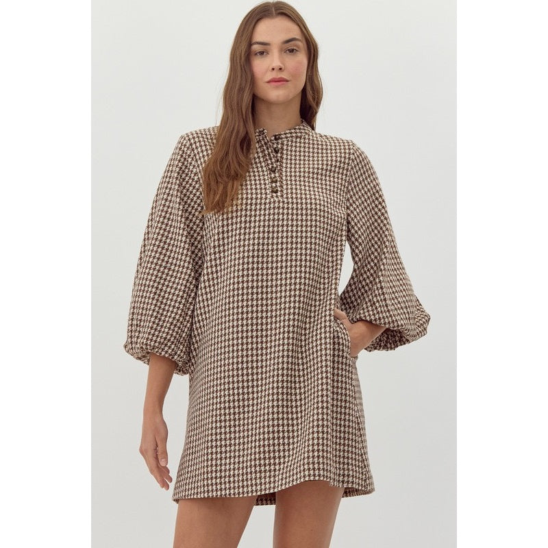 Cozy Houndstooth Dress