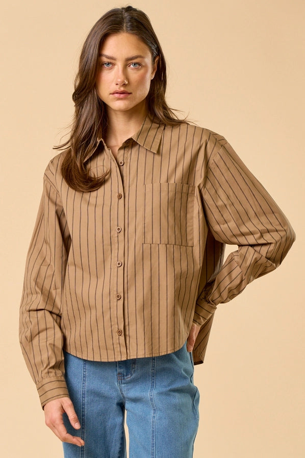 Emily Brown Striped Button Up