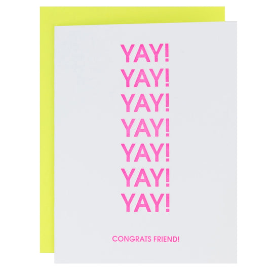 'Yay! Yay! Yay! Congrats Friend!' Greeting Card