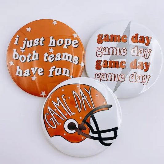 Orange Helmet Game Day Button