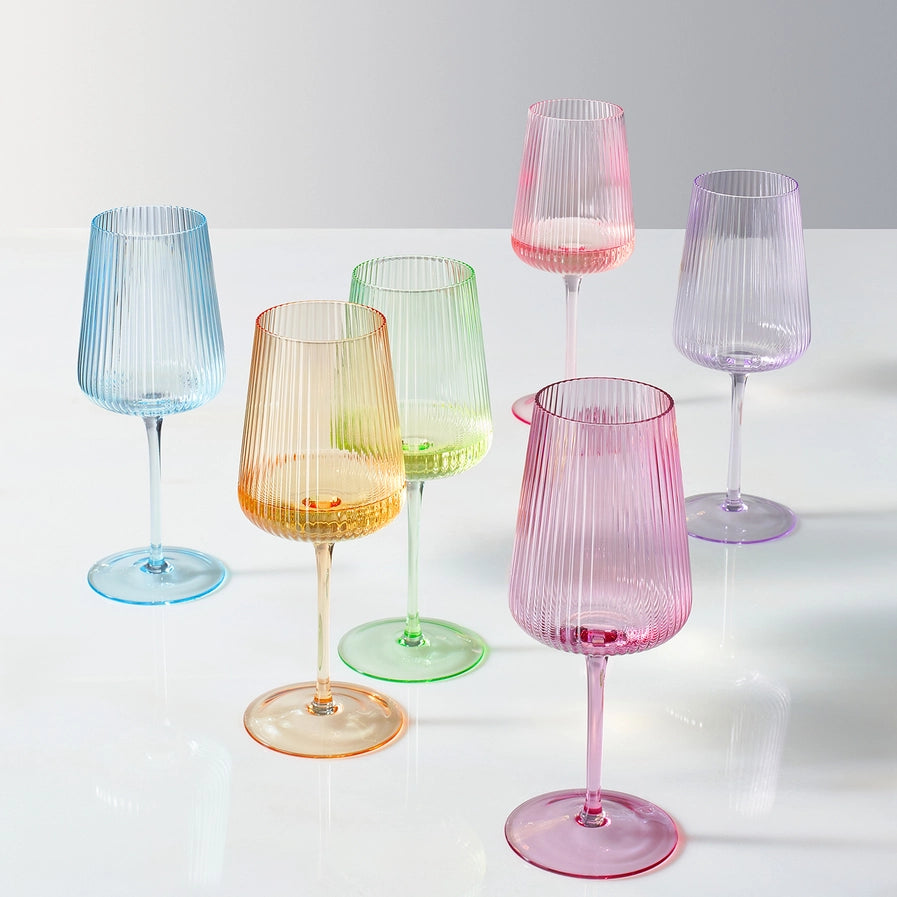 Ripple Bright Colored Wine Glasses-Set of 6