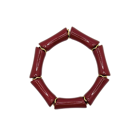 Maroon Acrylic Bamboo Bracelet