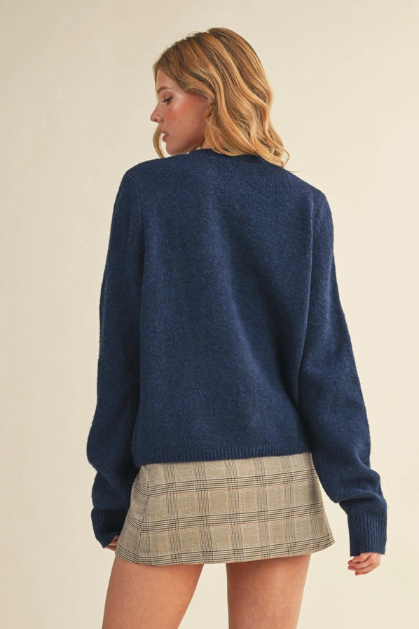 Marcie Navy Button Up Cardigan