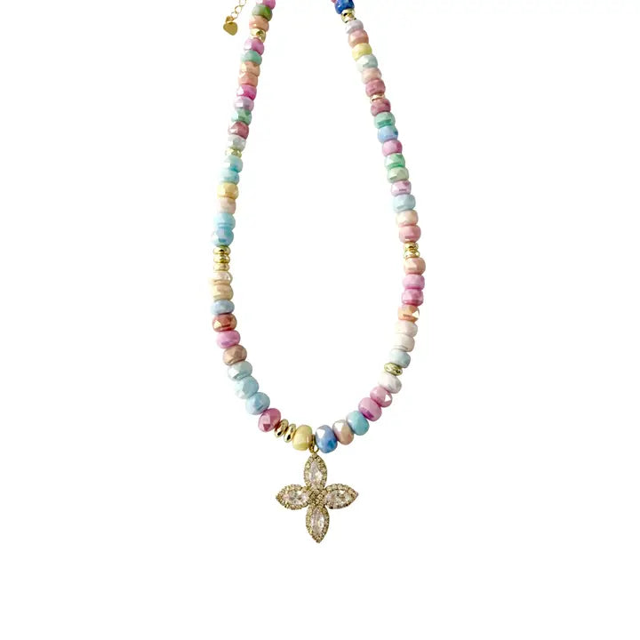 Troy Pastel Glimmer Beaded Charm Necklace