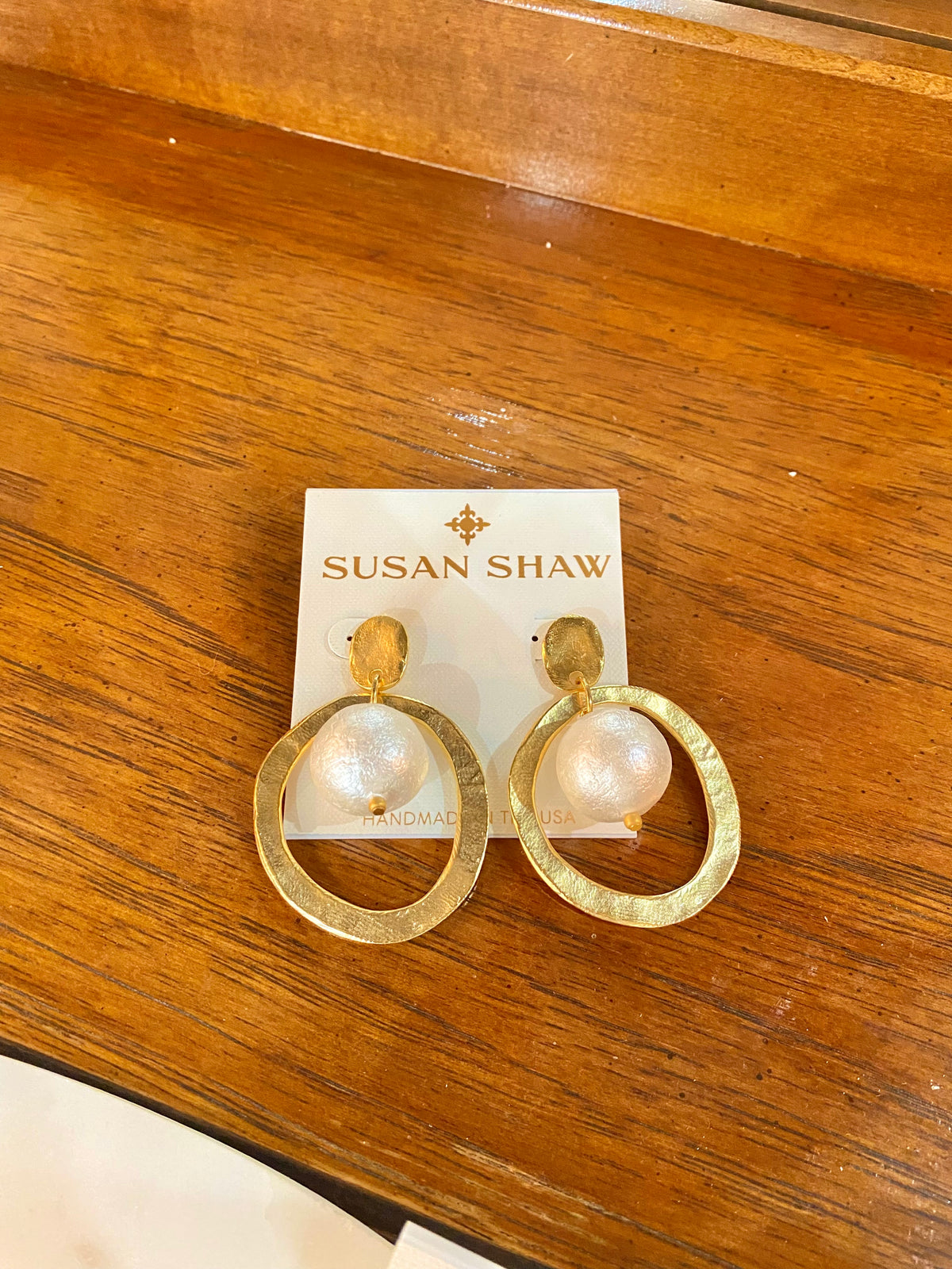Cotton Pearl Circle Drop Earrings