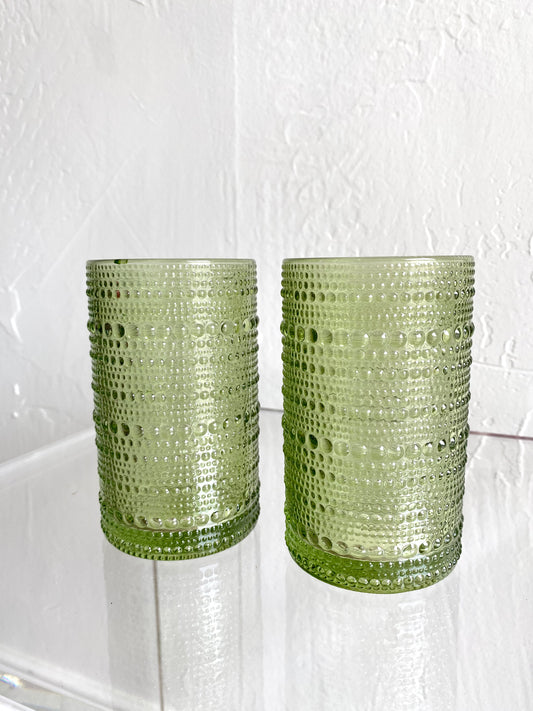 Green Hobnail Glass