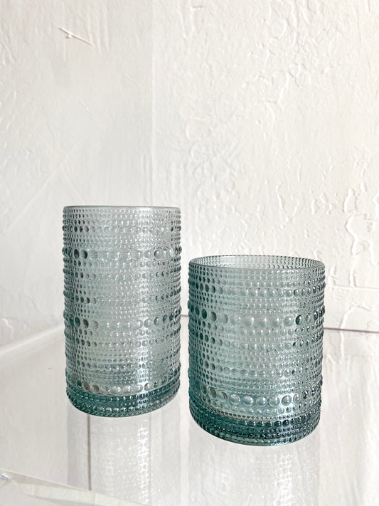 Teal Hobnail Glass