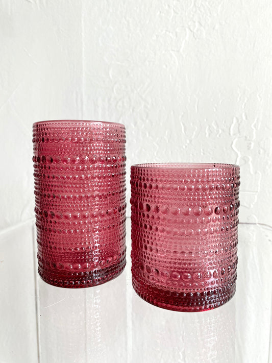 Burgundy Hobnail Glass