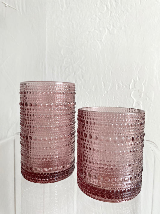 Plum Hobnail Glass