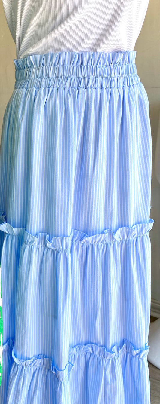 Blue Pin Stripe Maxi Skirt