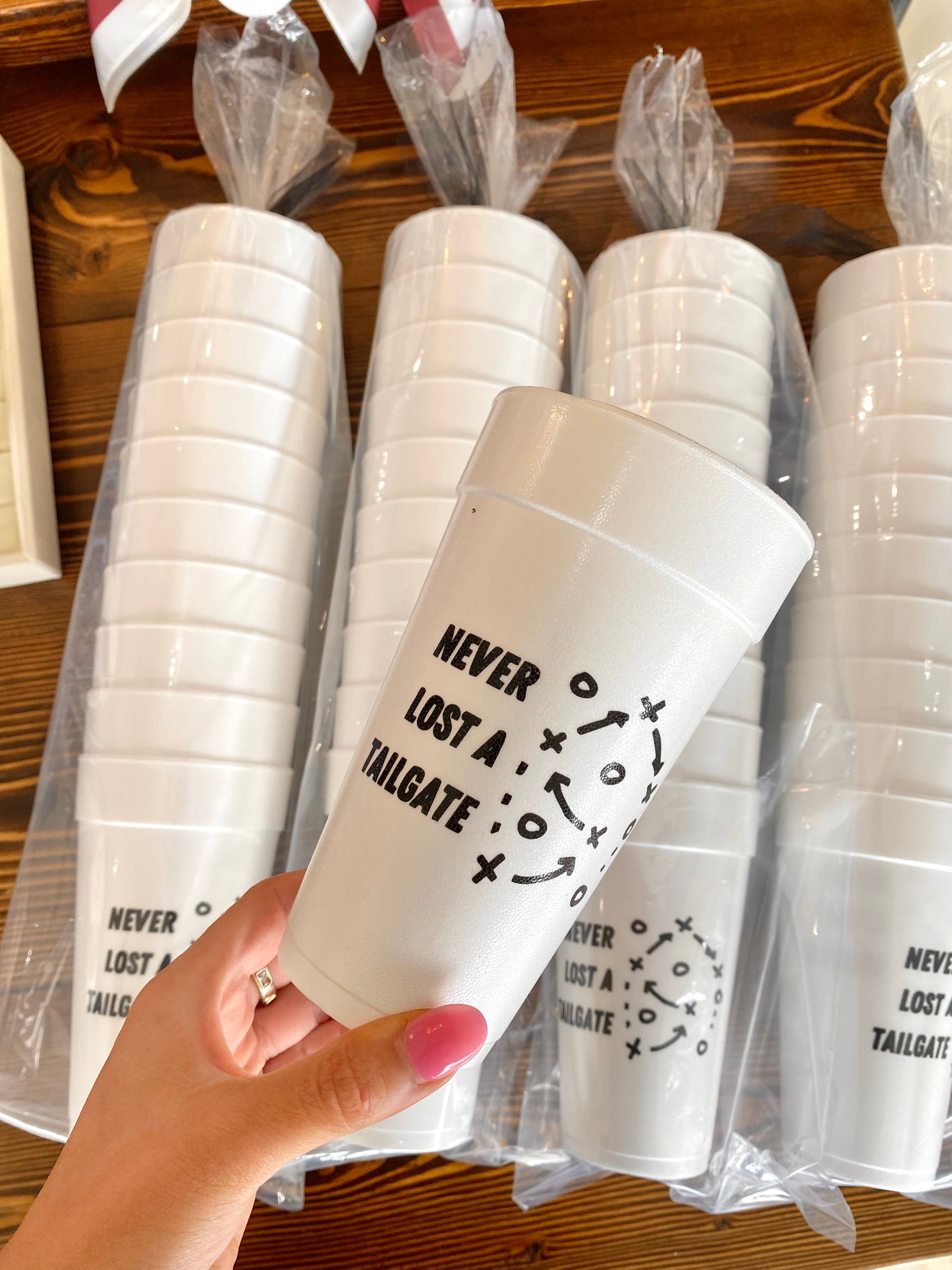 "Never Lost a Tailgate" Styro Cup