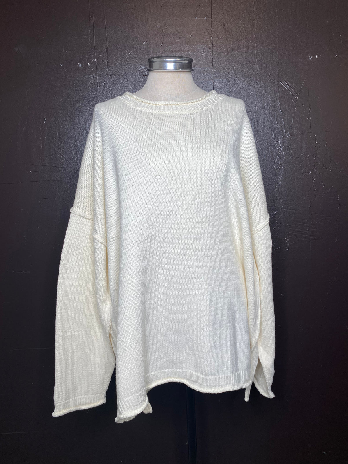 White Rolled Neck Oversized Sweater