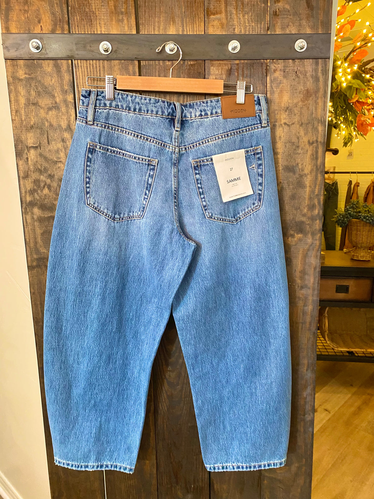 Medium Dark Wash Barrel Jean