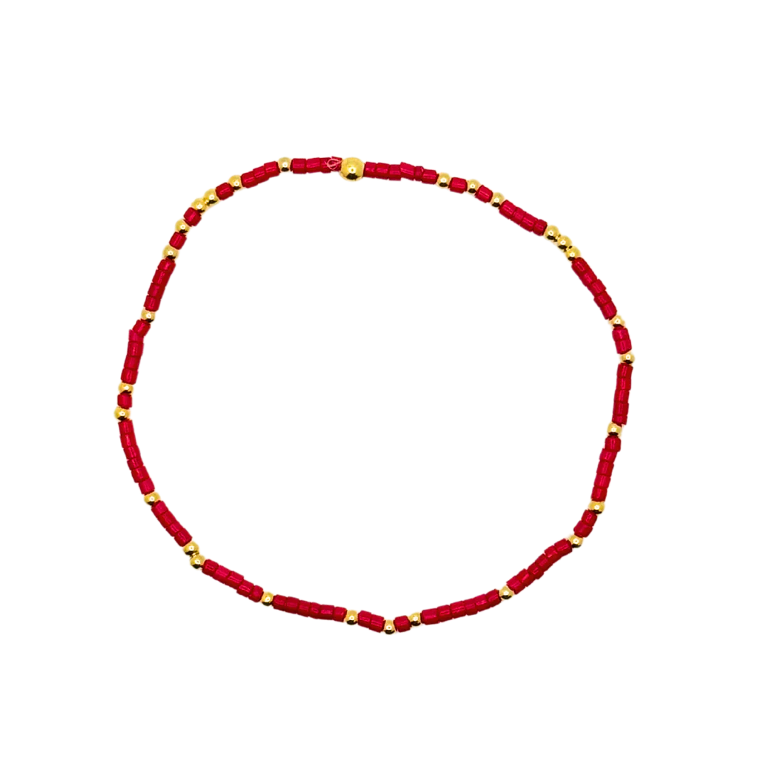 Red Glossy Bitty Bauble Bracelet