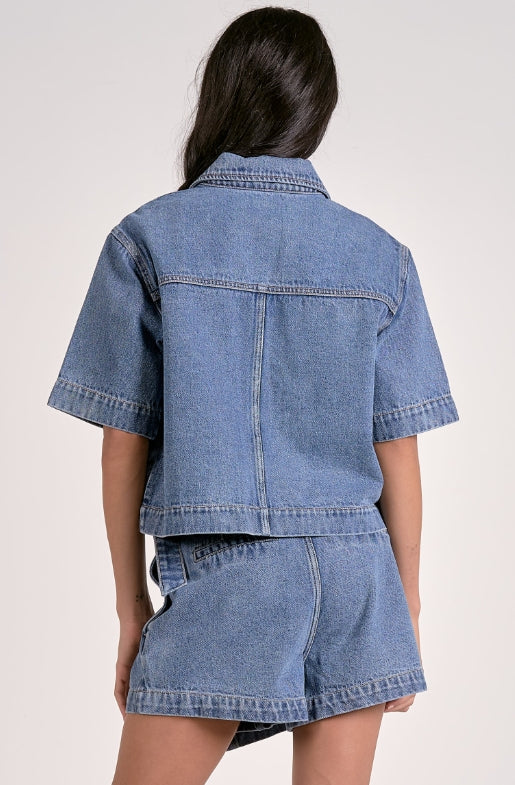 Amy Denim Button Up Top