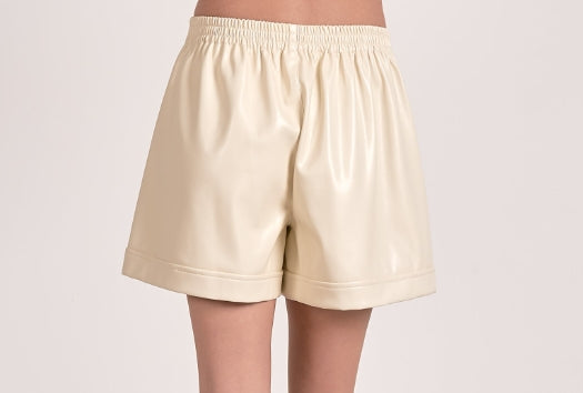Rachel Cream Leather Shorts