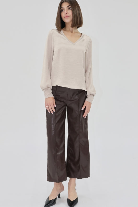 Brown Faux Leather Pant