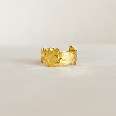 18K Gold Plated Hammered Ring