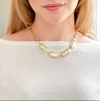 18K Gold Rectangle Pearl Necklace
