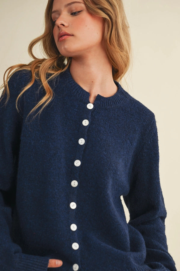 Marcie Navy Button Up Cardigan