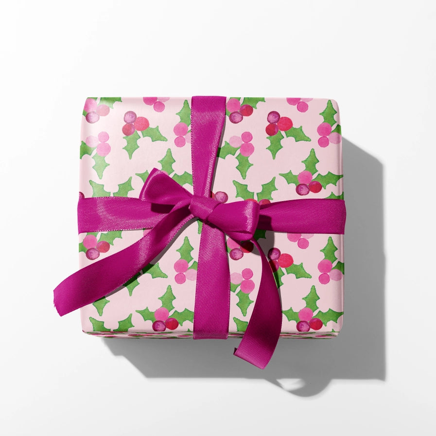 Pink Holly Berry Gift Wrap