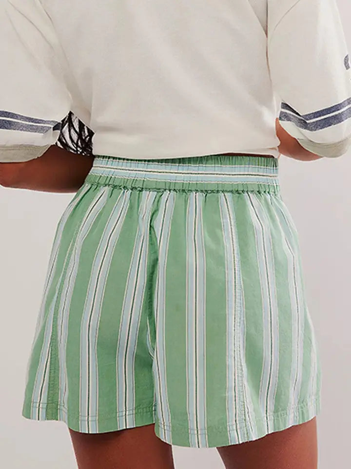 Maya Striped Elastic Waist Shorts