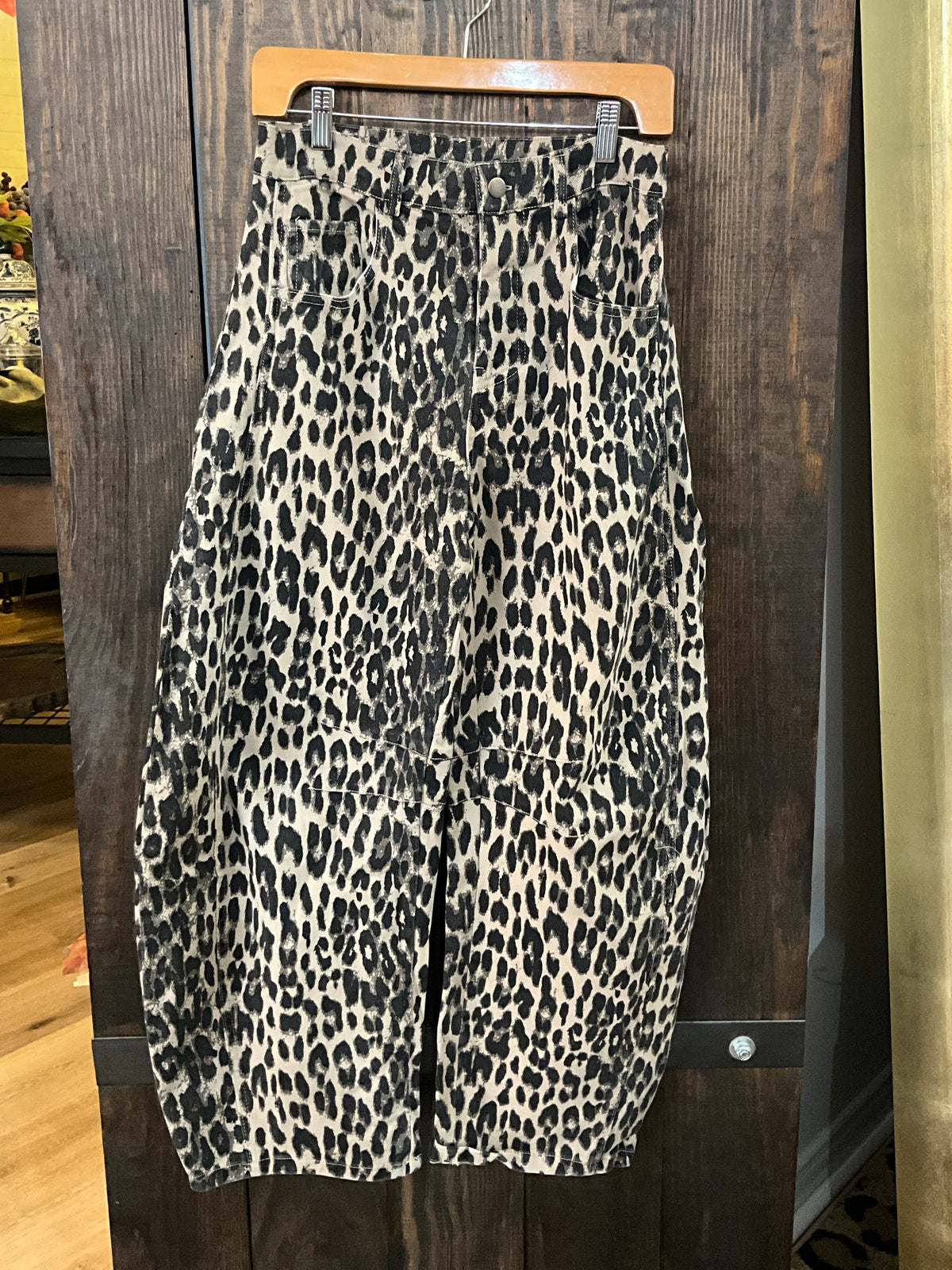 Leopard Barrel Jean