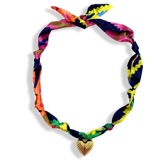Colorful Aztec Heart Scarf Necklace