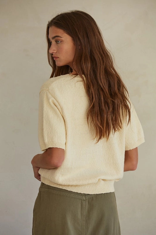 Lacy Yellow Crewneck Sweater