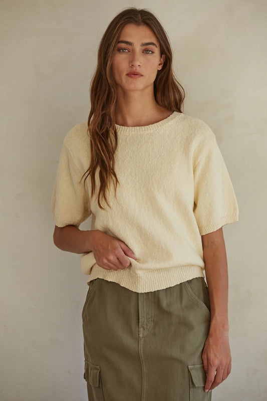 Lacy Yellow Crewneck Sweater