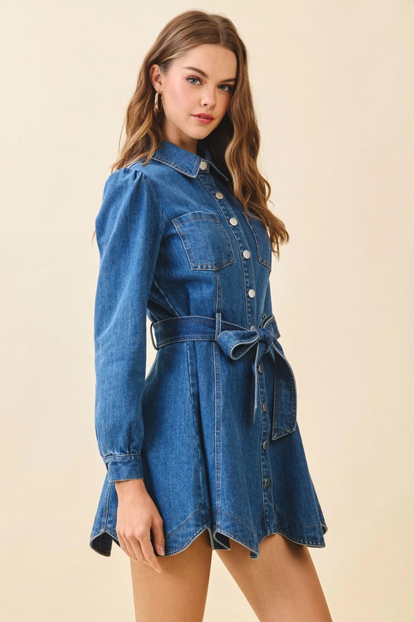 Stevie Denim Tie Mini Dress