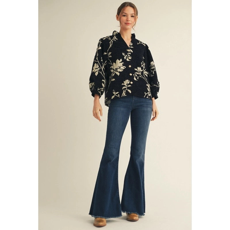 Beth Floral Jacquard Top