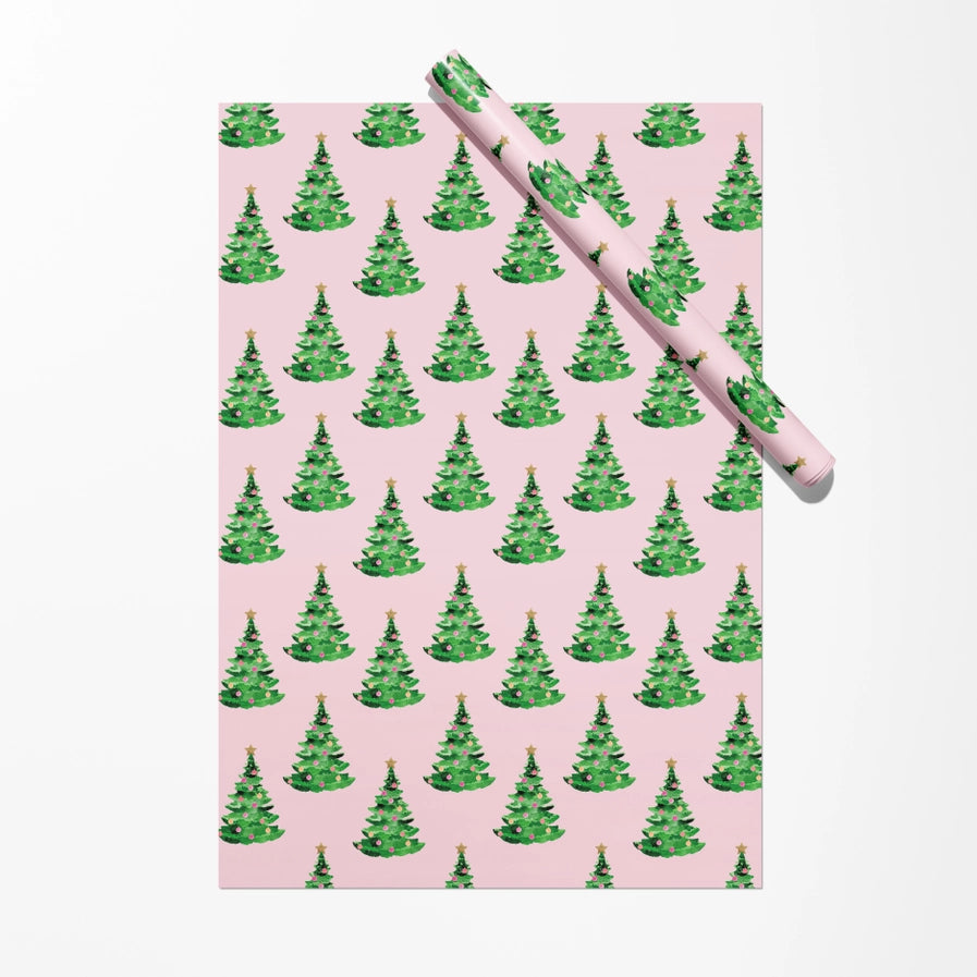 Pink Trees Christmas Gift Wrap