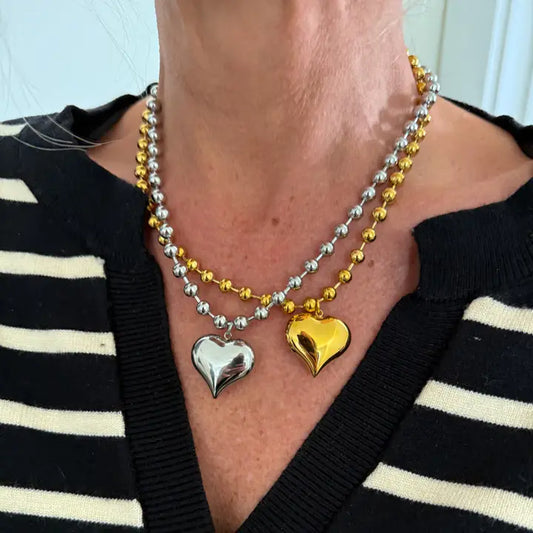 Small Silver Bubble Heart Necklace