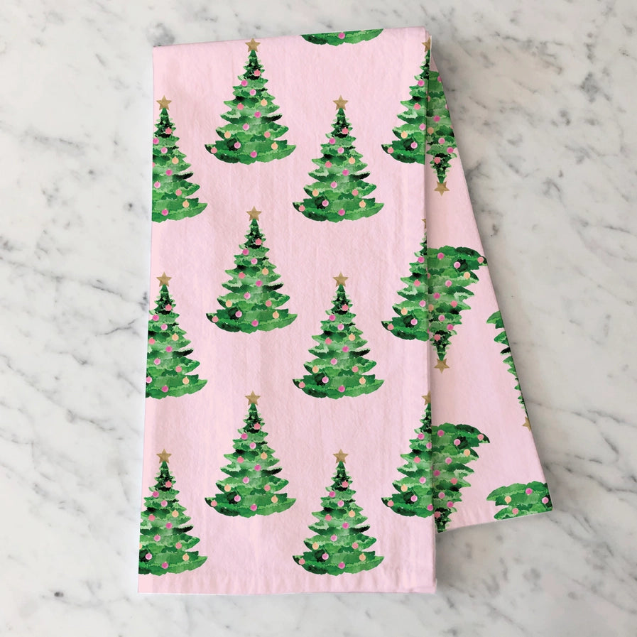 Pink Tree Tea Towel