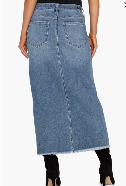 Front Slit Denim Skirt