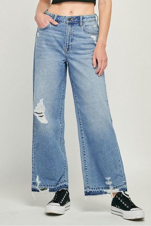 Nori High Rise Medium Dark Distressed Jean