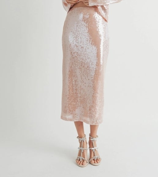 Baby Pink Sequin Maxi Skirt