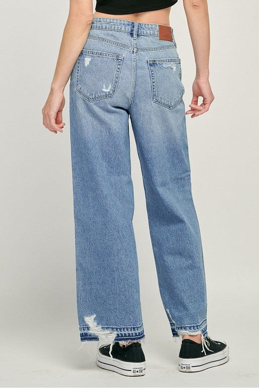Nori High Rise Medium Dark Distressed Jean