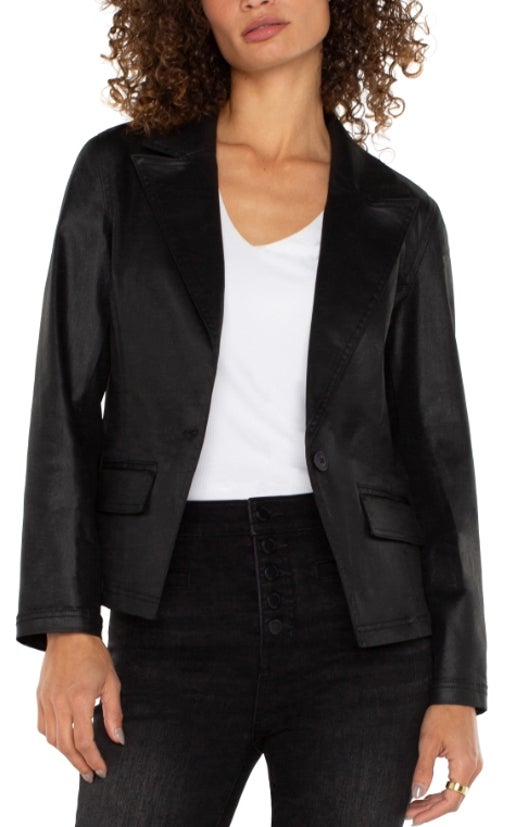Notch Coated Black Blazer
