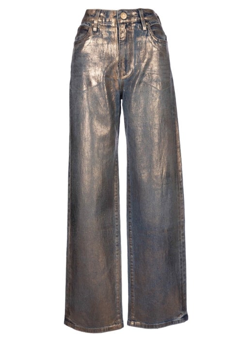 Sienna High Rise Wide Leg Jeans Metallic Rose Gold